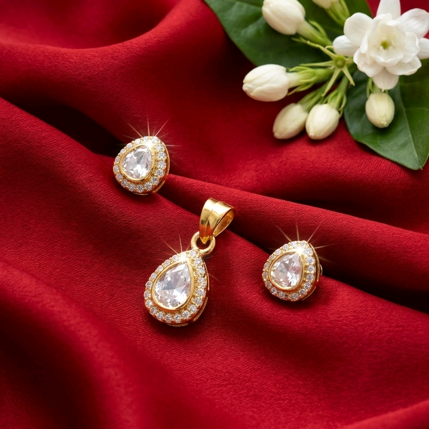 Golden Bliss Moissanite Pendant Set 